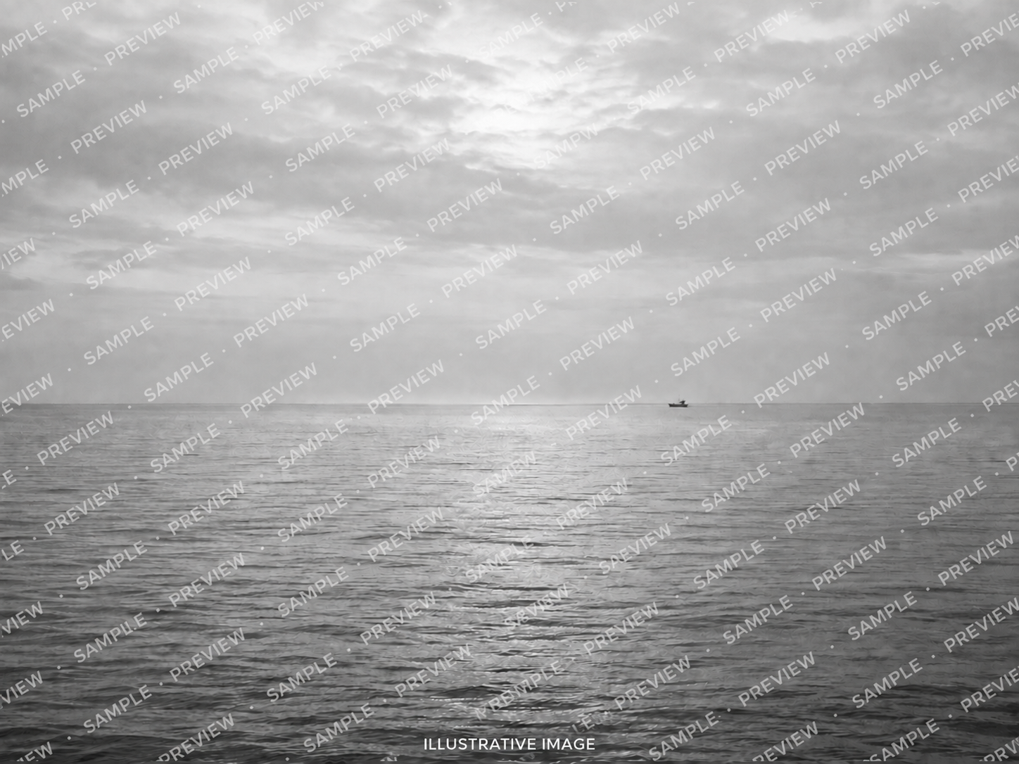 Where the Sea Ends — illustrative black-and-white sample, not an exhibition photograph